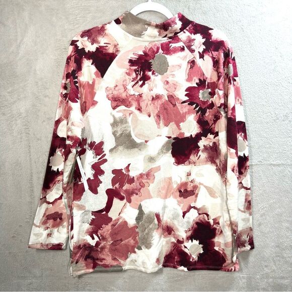 Chico’s Cozisoft Floral Pullover Tunic Top Mock Neck Women’s M (1) New With Tags - Picture 8 of 9